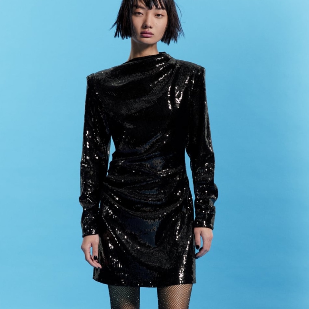 Zara black sequin dress